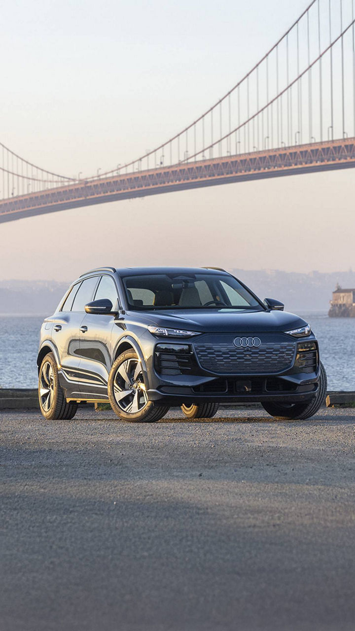 Profile view of an Audi vehicle. 